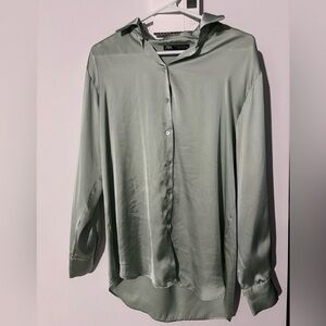 Zara Sage Green Satin Shirt
